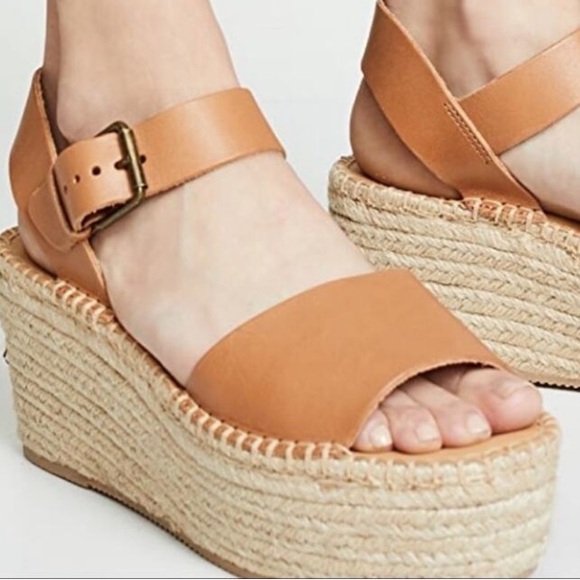 L🌴SOLUDOS🌴TAN LEATHER FLATFORM SANDALS - Picture 9 of 9